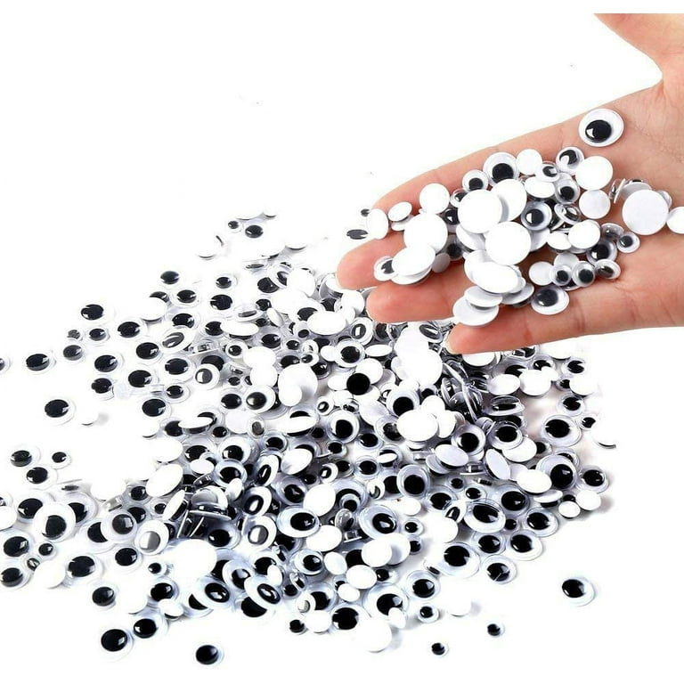 450Pcs Black Wiggle Googly Eyes with Self-Adhesive, 6mm 8mm 10 mm 12mm 15mm  Mixed Packaging,3 Years and up