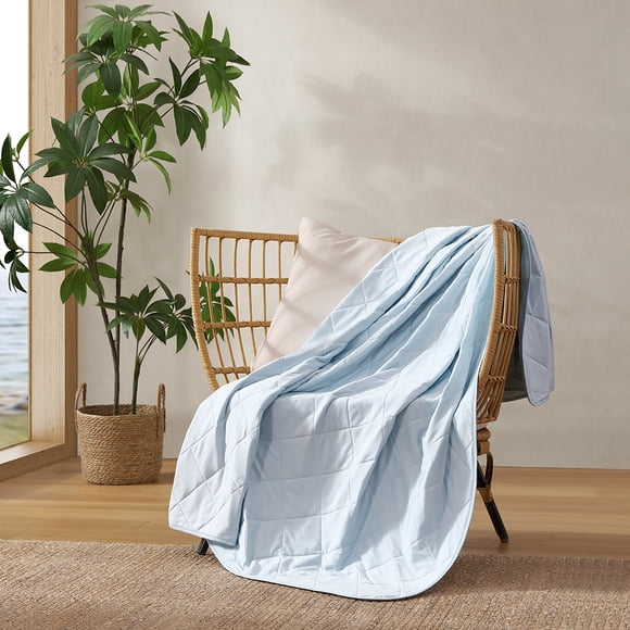 C&C California Jeté rafraîchissant réversible surdimensionnée, luxueusement douce, infroissable, refroidissement rapide double face et léger– 60 x 70 po, bleu