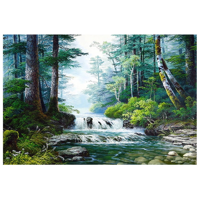 Cuadros Decorativos Bosque río bricolaje completo taladro diamante pintura bordado punto de cruz mosaico JShteea Nuevos Originales