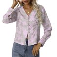 thumbnail image 1 of Camisa con estampado floral de mujer de moda con cuello en V Botón de manga larga Blusa elegante inf Abanopi Rosa/Extragrande, 1 of 7