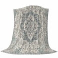 thumbnail image 6 of Beige Boho Floral Blanket Soft Cozy Warm Throw Blanket for Couch, Plush Fuzzy Flannel Fleece Blankets for Sofa, Medieval Vintage Ethnic Flower Abstract Bed Blankets Lightweight Gifts for Men, 40"x60", 6 of 9