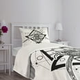 thumbnail image 5 of Ambesonne Queen Bee Quilted Bedspread Set 2 Pcs, Beehive Pattern Bug, Twin Size, Black White, 5 of 6