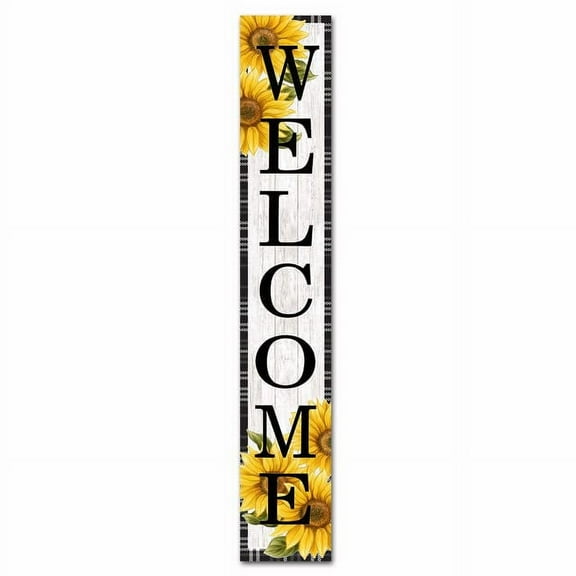 Retro Primitive Decor Sunflower Welcome Sign , Vertical Wooden Outdoor and Indoor Welcome Home Decor Sign for Front Door Farmhouse Porch Yard Deck Patio Farmhouse Home Decor Wood Sign 6x16 Inch
