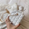 thumbnail image 4 of Retro Mujer PU Checker Cordón Crossbody Bolso Cadena Cubo Bolso (Blanco), 4 of 8
