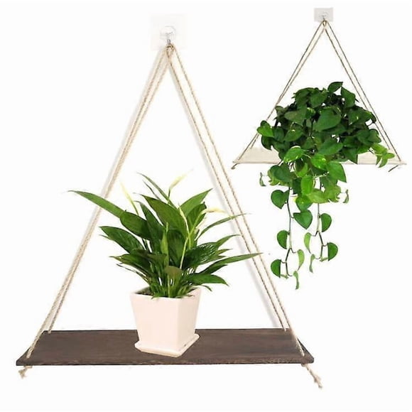 Rustic Shelf 2 Pcs Wooden Floating Shelves with String Rope Hanging Floating Shelves Rustic Distressed Wood Hanging Shelves Wood Wall Decor Swing Rope