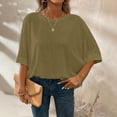 thumbnail image 2 of Womens Summer Shirts Plus Size Batwing Sleeve Versatile Neck Oversized Tshirts for Women Green XL, 2 of 7