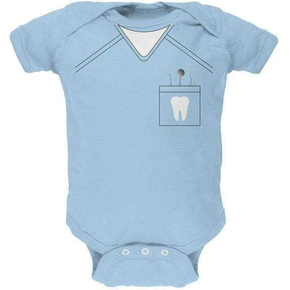 Halloween Dentist Scrubs Costume Light Blue Soft Baby One Piece - 0-3 months