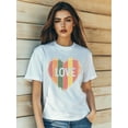 thumbnail image 1 of Women'sRainbow Love Valentine's Day Print T-Shirt Fashion Short Sleeve Round-Neck Fit Tops Summer Casual Streetwear, 1 of 7