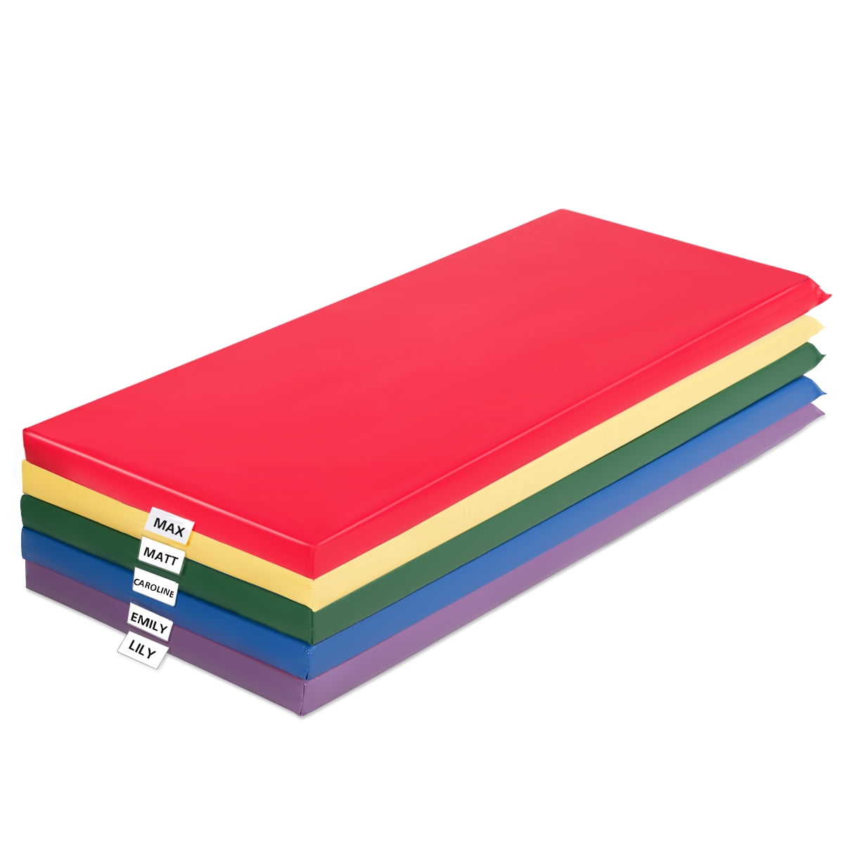 Costway 2Inch Toddler Thick Rainbow Rest Nap Mats Transparent Name Tag Daycare 5Pack Walmart