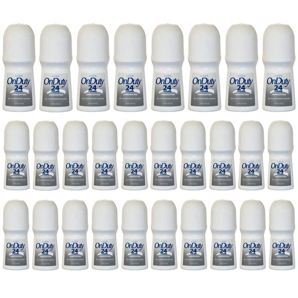 Avon ON DUTY 24 Hours UNSCENTED Roll-on Deodorant 2.6 fl.oz LOT of 10