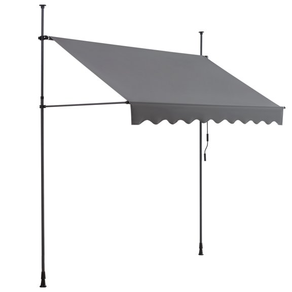 79" × 59" Manual Retractable Awnings Adjustable Height (79-118in) - No drilling required, Gray
