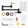 thumbnail image 5 of Pot Filler Faucet, Brass Wall Mount Kitchen Faucet Black & Gold Folding Stretchable with Double Joint Swing Arm Single Hole 2 Handles for Kitchen, Stove Faucet, 5 of 5