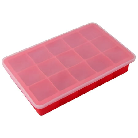 

ZOhankhai Silicone Ice Maker 15-Cube Ice Tray Ice Mold Storage Container Tray With Lid Food Grade Silicone Easy To Clean Ice Cube Making Food Grade Ice Compartment Easy Ice Cube Making At Home