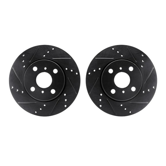 Dynamic Friction Company Front Brake Rotors-Drilled and Slotted-Black 8002-91001