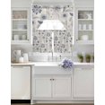 thumbnail image 3 of Blue Flower Vintage Swag Kitchen Curtains Sets for Windows 24 Inch Length, Abstract Ethnic Floral Pastoral Short Window Curtain Panels Swags Valances and Tiers 3 Piece Set for Cafe/Dining Room, 3 of 5
