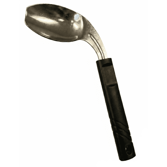 Rehabilitation Advantage Angled Spoon for Right Hand – Lightweight Offset Adaptive Utensil for Arthritis, Parkinson's Tremors & Limited Mobility – Ergonomic Easy-Grip Handle, Stainless Steel