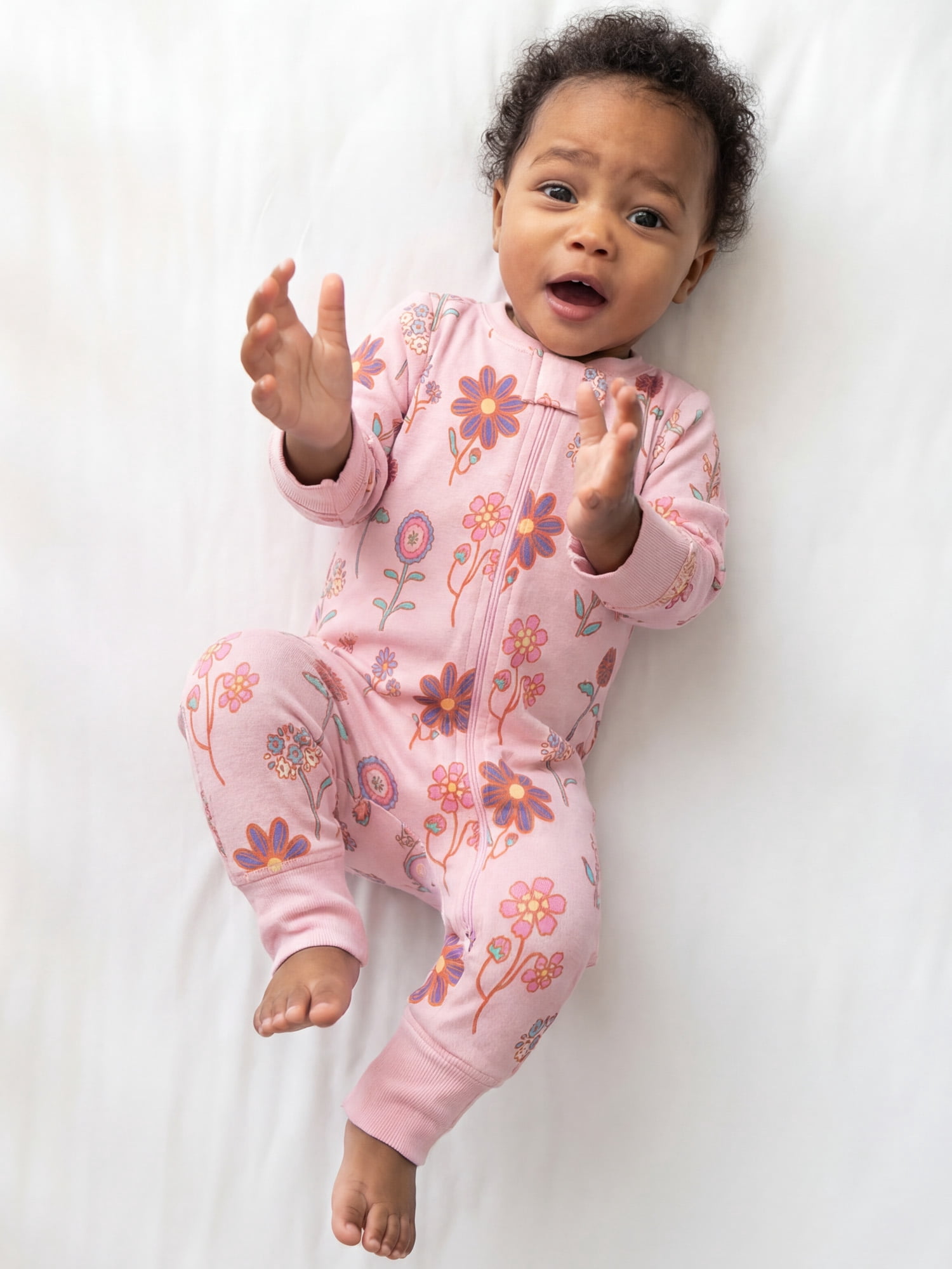 M+A by Monica + Andy Organic Cotton Gender Neutral Long Sleeve Baby One-Piece Pajama, Sizes Newborn - 24 Months
