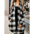 thumbnail image 3 of ZOELNIC Womens Shacket Long Sleeve Collared Button Down Plaid Shirt Casual Work Tops, M, 3 of 6