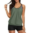 thumbnail image 2 of HUPOM Tankini Swimsuits For Women High Waist Shirt Dress Bikinis Bikini Holiday Bandeau Swimwear Clearance Green size 10, 2 of 6