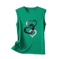 thumbnail image 5 of Jewelreauty Women Crew Neck Tank Tops Casual Sleeveless Cute Heart Print T-Shirts Summer Loose Lightweight Tee (L, E Green), 5 of 5
