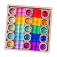 thumbnail image 2 of Rainbow Building Blocks Set de Cubos Apilables de Acrílico Juego de Bloques Educativos para Aprendizaje Temprano Juguetes Creativos con Almacenamiento en Caja de Madera Adecuado para Niños en, 2 of 9