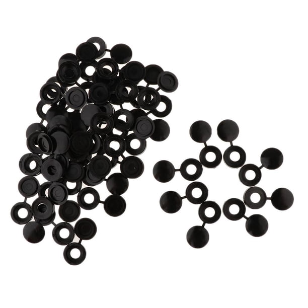 CUBIERTAS de CUBIERTAS de PLÁSTICO con ROUDN para APTO en 6-8 TORNILLOS de CALIBRACIÓN, CUCHILLAS de TORNILLOS, para Puertas 50 Pieza Negro BLESIY Tornillos con bisagras Tapa de tapa