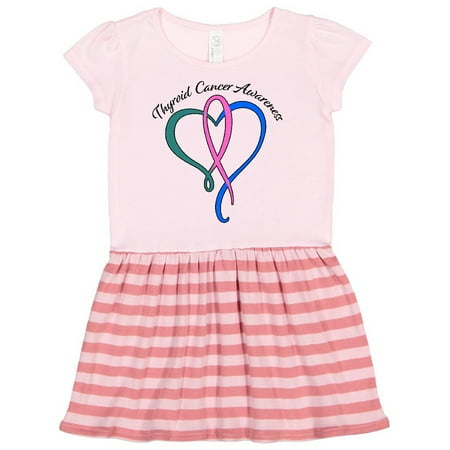 

Inktastic Thyroid Cancer Awareness with Pink Teal and Blue Ribbon Gift Toddler Girl Dress