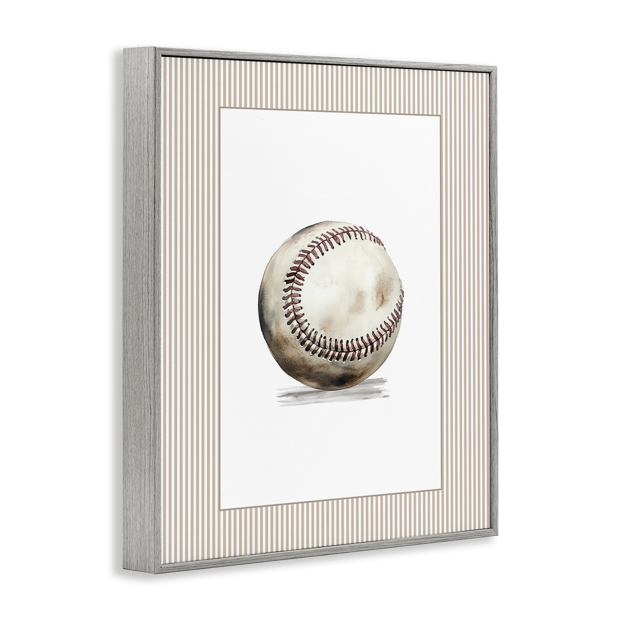 Stupell Industries Vintage Sports Baseball Gray Framed Giclee Art, design by Christine Simpson Art