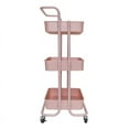 thumbnail image 3 of Alexent 3-Tier Modern Plastic Storage Trolley Rolling Utility Carts in Pink, 3 of 10