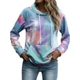 thumbnail image 2 of TWZH Women Tie Dye Printed Hooded Pullover Long Sleeved Loose Pocket Hoodies Tops, 2 of 6