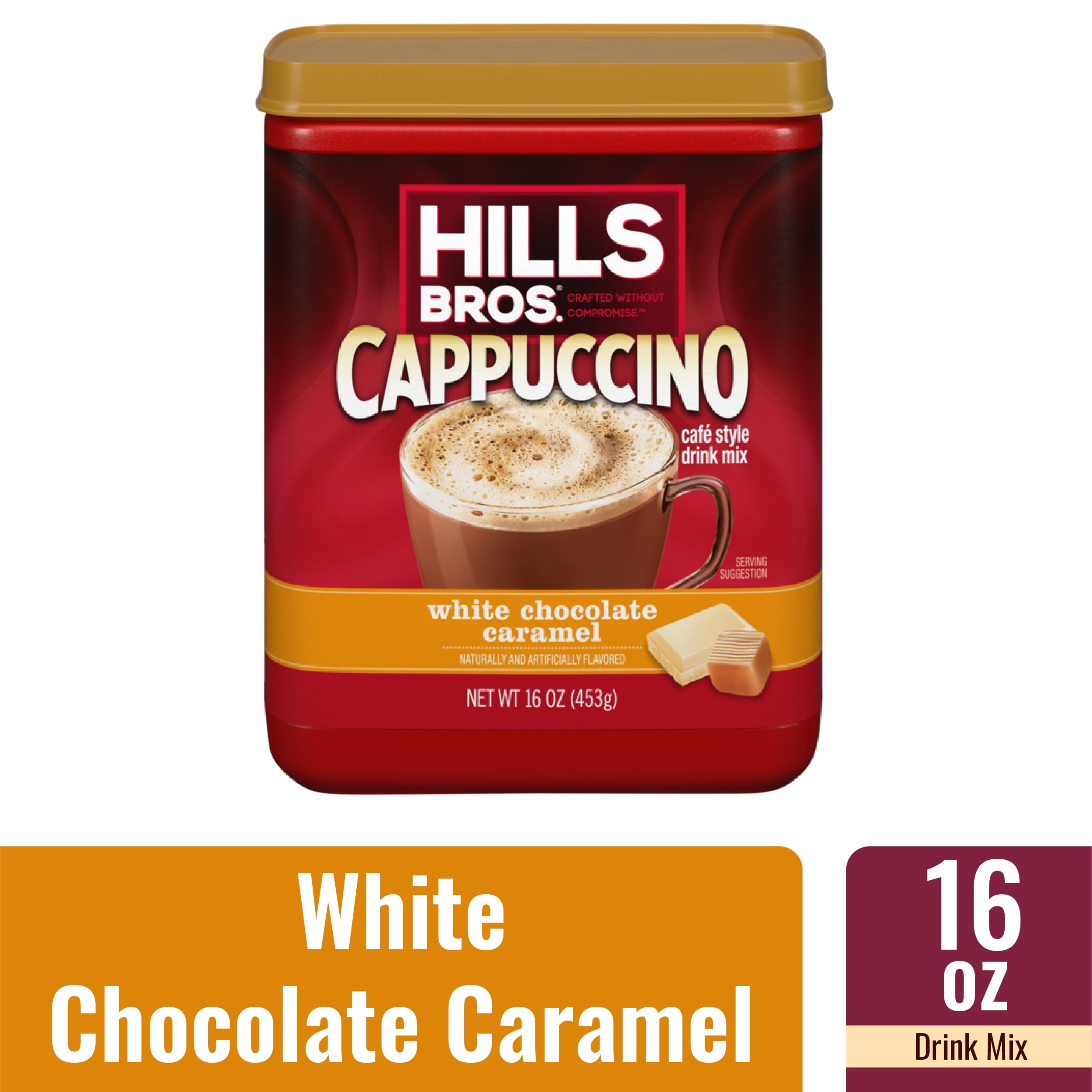 Hills Bros. Instant Cappuccino Mix, White Chocolate Caramel, 16 oz (Pack of 1)