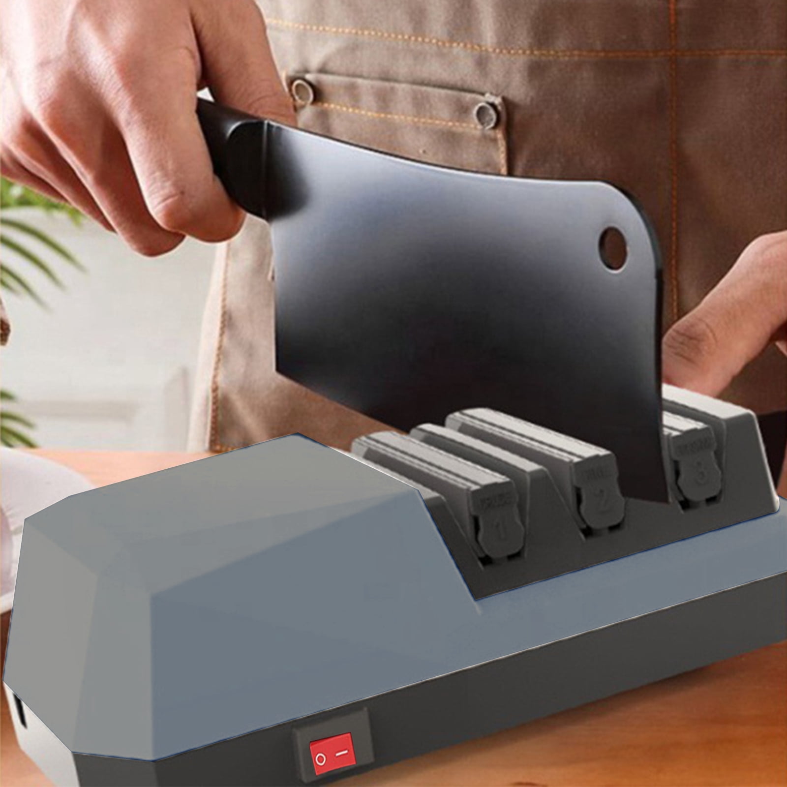 DICEEVIL Electric Knife Sharpener, 3 Stage Diamond Wheels Sharpening System, Multifunctional Knife Sharpener for Straight Blade Knives, Serrated Knives, Scissors, Meat Cleaver, Chef Knives