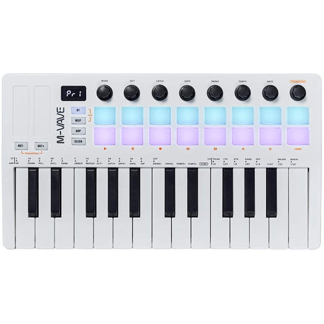 Teclado MIDI M-VAVE de 25 teclas y 16 almohadillas de batería retroiluminadas con batería