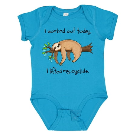 

Inktastic I Worked out Today. I Lifted My Eyelids- Cute Sloth on a Branch Boys or Girls Baby Bodysuit
