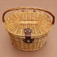 thumbnail image 4 of Bike Cycling Rustic Wicker Basket Shopping Bag With Lid Carry Handle, 4 of 8