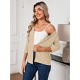 thumbnail image 3 of HOWCOME Women's Lightweight Button-Up Cardigan Soft Knit 3/4 Sleeve Sweater Casual Layer, Beige 2XL, 3 of 7