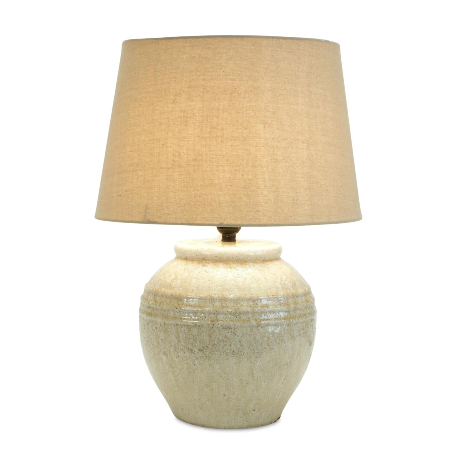 Melrose Terra Cotta And Linen Table Lamp With White Finish 85932DS