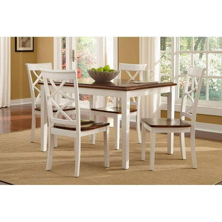 Powell Harrison 5 Piece Dining Set, Cherry and White