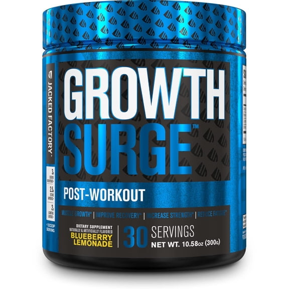 Growth Surge Post Workout Recovery Drink - Daily Muscle Building Supplement with Creatine Monohydrate Powder, Betaine, L-Carnitine L-Tartrate - 30 Servings, Blueberry Lemonade