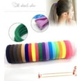 thumbnail image 3 of Elastic Hair Ties for Women | High Towel Cloth Ponytail Holders | Assorted Colors | Soft No-Damage Hair Bands | 4cm Diameter | Bulk Pack 50pcs | Flexible Hair Accessories, 3 of 8