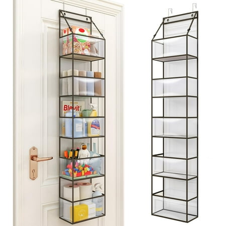 Fixwal Over The Door Hanging Pantry Organizer 5-Shelf Room Organizer with Clear Plastic Pockets Behind The Door Storage Organizer Large Capacity Organizer for Closet Bedroom Bathroom (Grey) C33