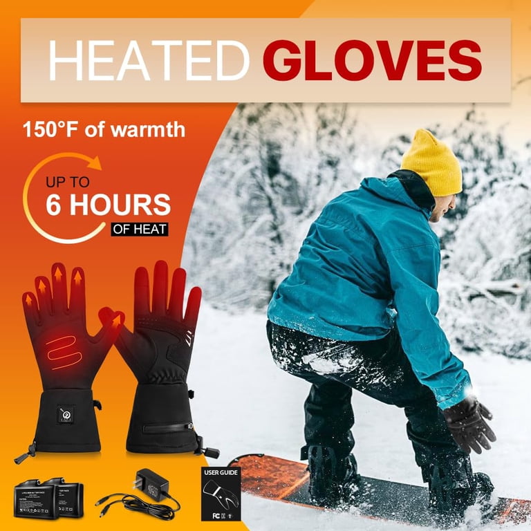 Rechargeable Heated Gloves – 7.4V Battery, 3 Heat Levels, Touchscreen & Waterproof For Winter Sports