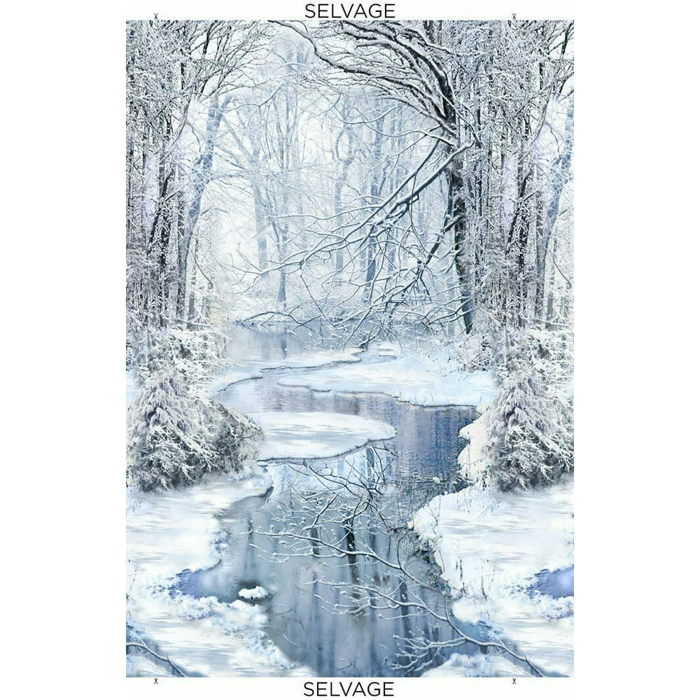 Winter Hike Snow Panel 24" x 43"Cotton Fabric by Timeless Treasures