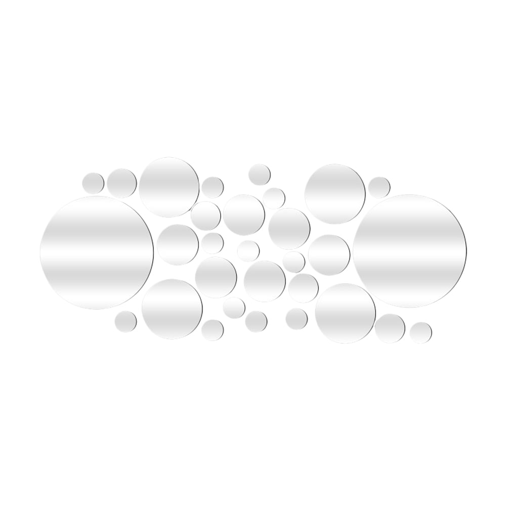 28PCS Mirror Wall Stickers Self Adhesive Removable Round Mirrors Decor Circle Mirror Sticker Decal Home Decoration (Silver)