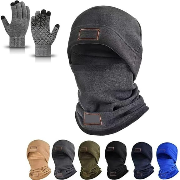 Windproof Hat Windproof Mask Polar Fleece Bandana Full Face Thermal Ski Mask Neck Warmer Winter Face Masks for Cold Weather(Grey)