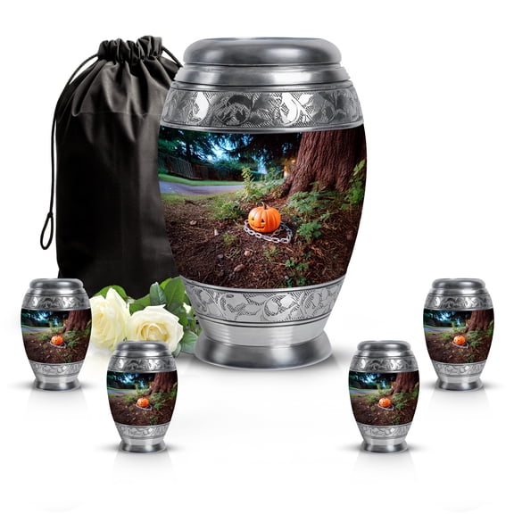 SABURIAL Halloween Urn - Unique Funeral Urns - Combo - 10 Inch Large With 3 Inch - Adult Males Or Females - Tiny Urns For Human - Keepsake Urn Ash