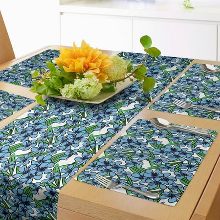 

Floral Table Runner & Placemats Pattern of Rhythmic Style Bold Spring Blossoms on Pastel Background Set for Dining Table Placemat 4 pcs + Runner 14 x90 Sky Blue Green and White by Ambesonne