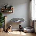 thumbnail image 4 of Cat scratching board, durable corrugated cardboard scratch pad with fish design for stress relief, protects furniture, self adhesive mounting, includes 2 boards, brown, 4 of 6