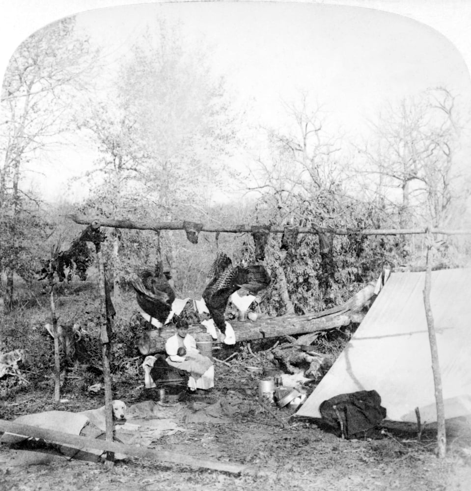 Shawnee Venison C1900 Ncuring Venison In A Shawnee Camp Stereograph C1900 Poster Print by... by Granger Collection