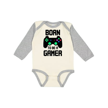 

Inktastic Born to Be a Gamer with Controller Gift Baby Boy or Baby Girl Long Sleeve Bodysuit
